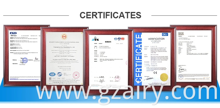 White ISO9001: 2008 Certification Ceiling Filter Use for Painting Booth and Spray Booth